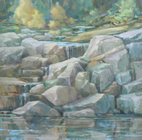 Shoreline Reflections, Quebec   -   oils/canvas   (20 x 20)